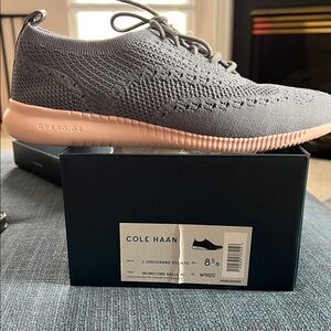 Cole Haan Womans Charcoal Knit Sneakers with Tan Sole